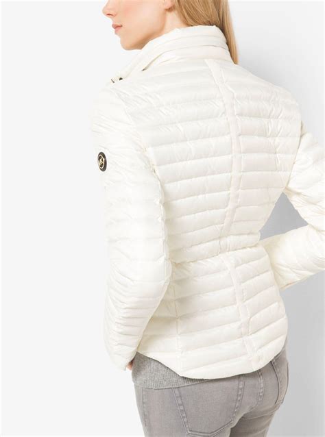 michael kors white leather jacket|michael kors packable jacket women.